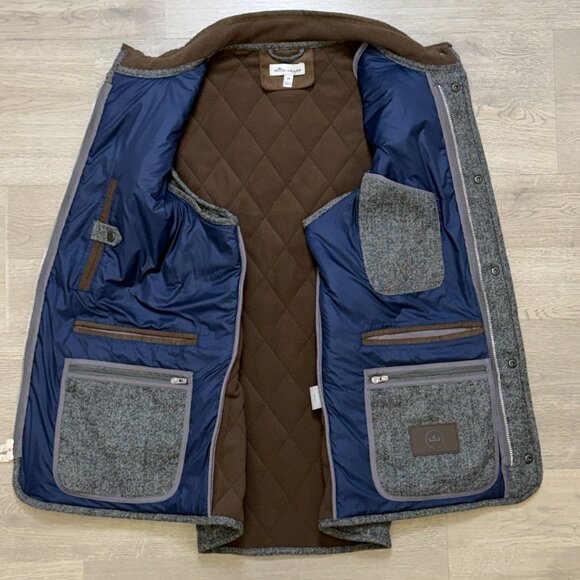PETER MILLAR Men's Medium Delta Donegal Tweed Shetland Wool Quilted Vest Lined - Picture 3 of 11